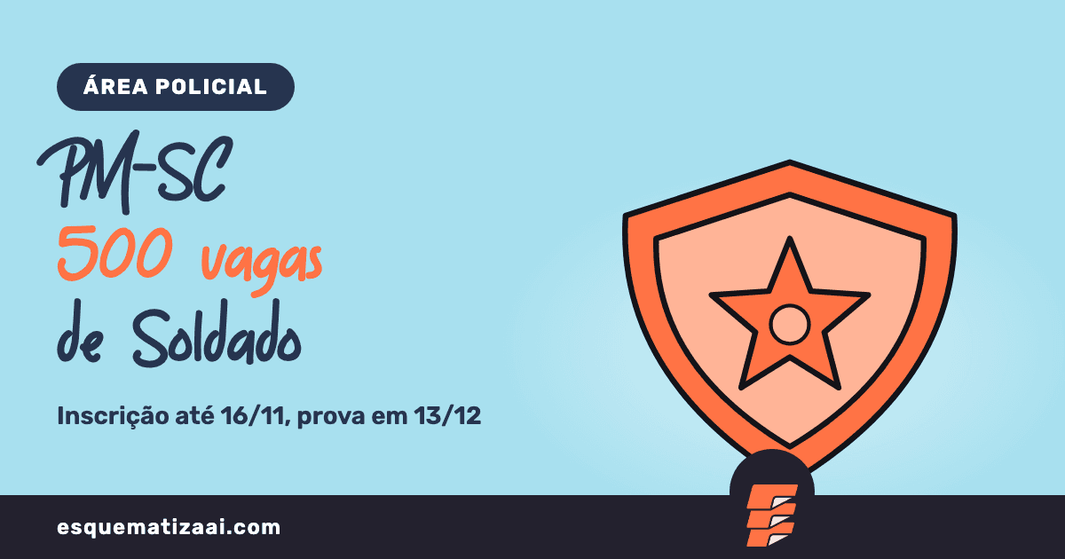 Radar policial: PM-SC tem 500 vagas de Soldado, inscrição até 16/11 e prova em 13/12